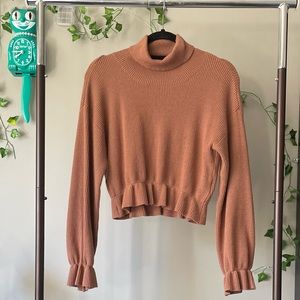 MINKPINK Light Brown Knit Frill Hem Sweater